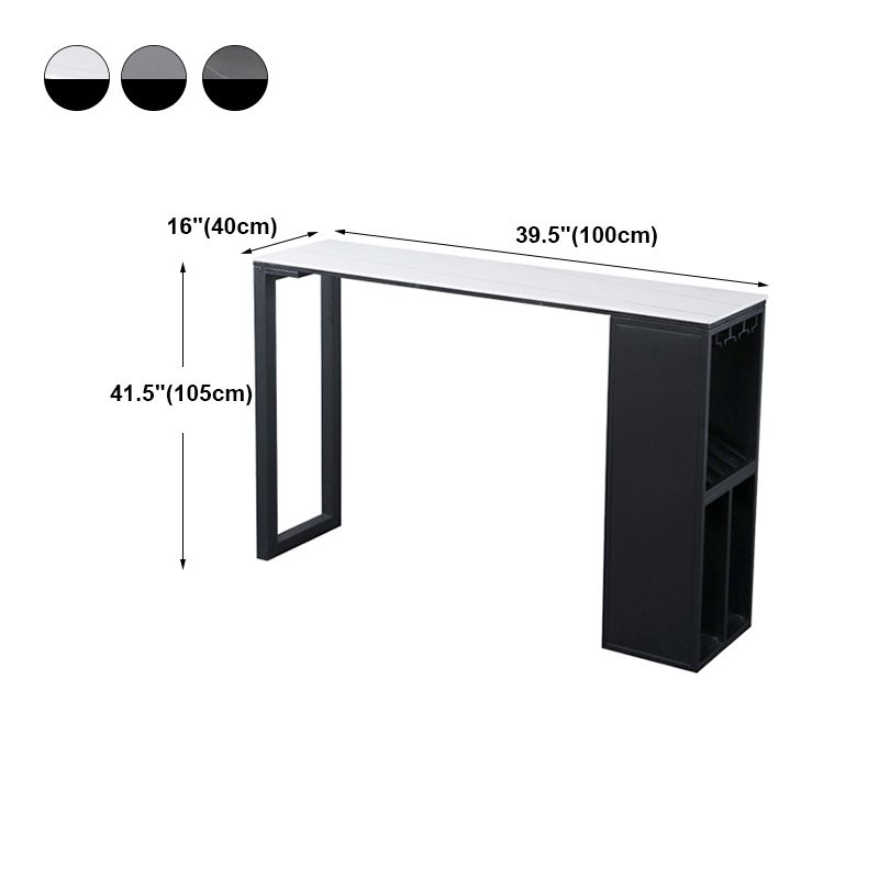 Marble Table with Rectangle Table Top Black Double Pedestal Table- 41.3" H Clearhalo 'Bar Furniture' 'Bar Tables' 'bar_tables' 'furn' 'furn_bar_tables' 'Furniture' 'furniture_bar_tables' 'Kitchen & Dining Furniture' 'kitchen&dining_furn' 'kitchen' 1200x1200_a00605bd-1985-4ef7-8ffb-b928aedfaee8