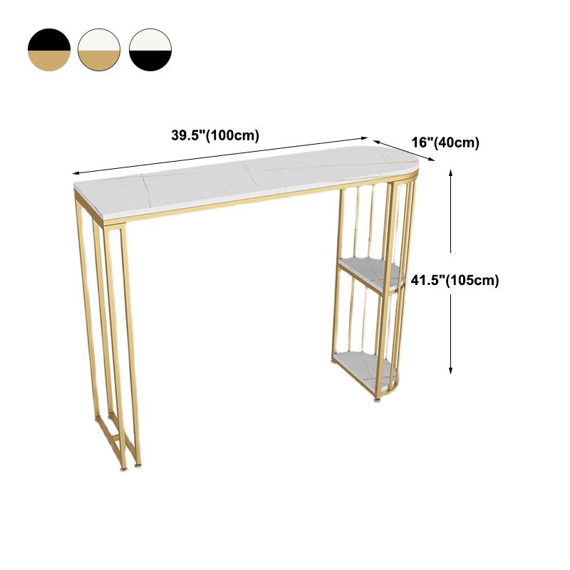 Glam Style Bar Table Stone Top Iron Base Pub Table with Shelf for Living Room, Only Table Clearhalo 'Bar Furniture' 'Bar Tables' 'bar_tables' 'furn' 'furn_bar_tables' 'Furniture' 'furniture_bar_tables' 'Kitchen & Dining Furniture' 1200x1200_a006aab8-ceab-41cf-99e5-14de936aa81f
