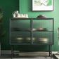 Sala de estar Minimalismo Servidor de buffet Glass 2 puertas Servidor de comedor de marco de metal