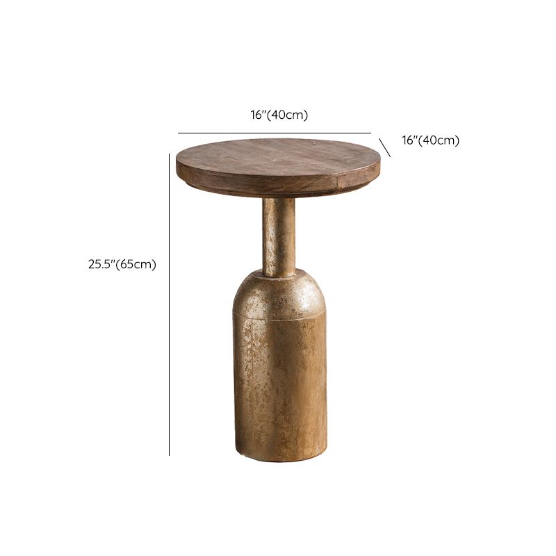 Tavolo laterale accento a forma di tamburo in legno e in metallo tavolo d'angolo in stile rustico