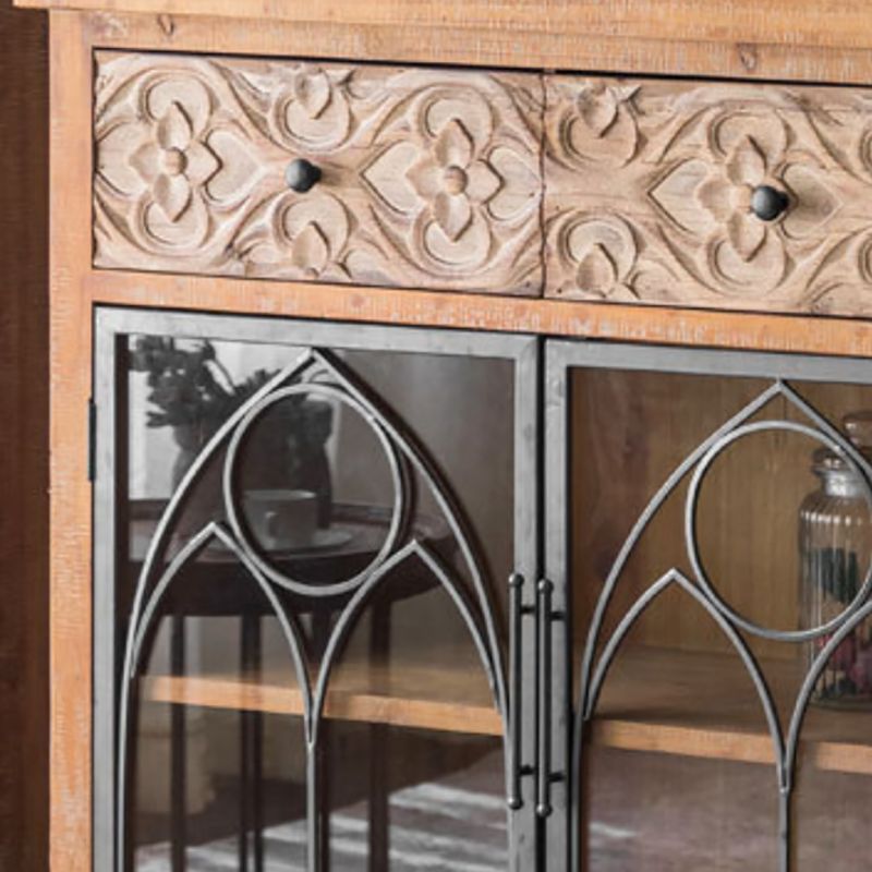 Tradizionale panorama in legno massiccio porte in vetro a buffet per camera da letto