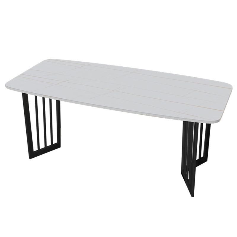 Black Metal Double Pedestal Dining Table Industrial Rectangle Fixed Table Clearhalo 'Dining Tables & Seating' 'Dining Tables' 'dining_table' 'furn' 'furn_dining_table' 'Furniture' 'furniture_dining_table' 'Kitchen & Dining Furniture' 'kitchen' 'kitchen_dining_table' 1200x1200_a00bd07a-7f8d-42cd-b6ae-ba893b7ef95f