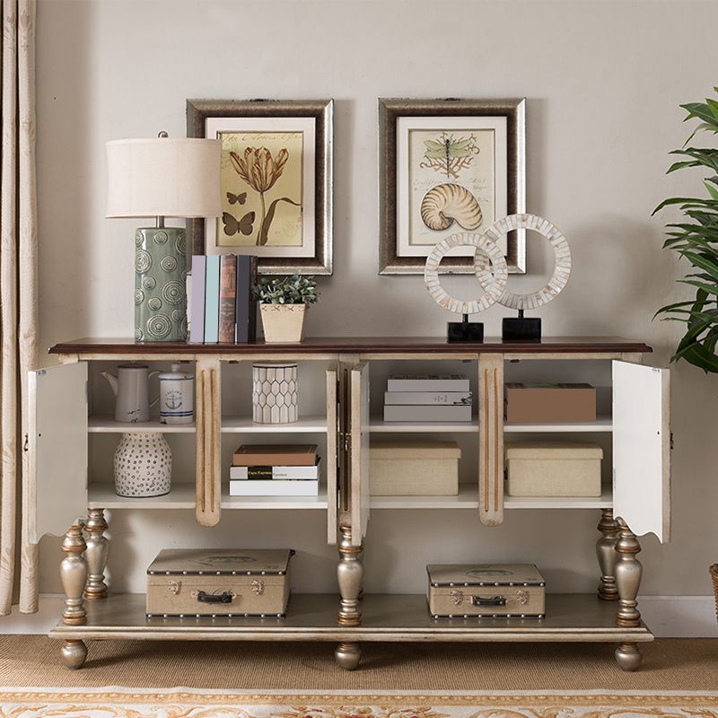 Industrial 4-Door Cabinet, 39" Tall Wood Rectangle Accent Chest, Distressed Wood Clearhalo 'Cabinets & Chests' 'cabinets_chests' 'furn' 'furn_cabinets_chests' 'Furniture' 'Living Room Furniture' 1200x1200_a00bea57-5547-4c25-8ea6-d8655e0f9a6a