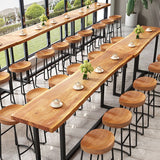 Modern Armless Backless Counter Stool Pine Wood Bar Stool with Pedal for Bar