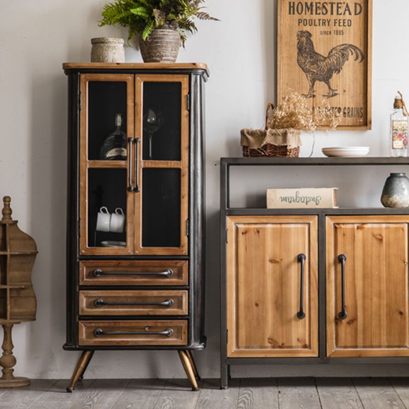 Black Metal Display Stand Glass Doors Traditional Curio Cabinet Clearhalo 'Display & China Cabinets' 'display_china_cabinets' 'furn' 'furn_display_china_cabinets' 'Furniture' 'Kitchen & Dining Furniture' 1200x1200_a00feab8-f6fc-4404-936e-72d994b7ac5f