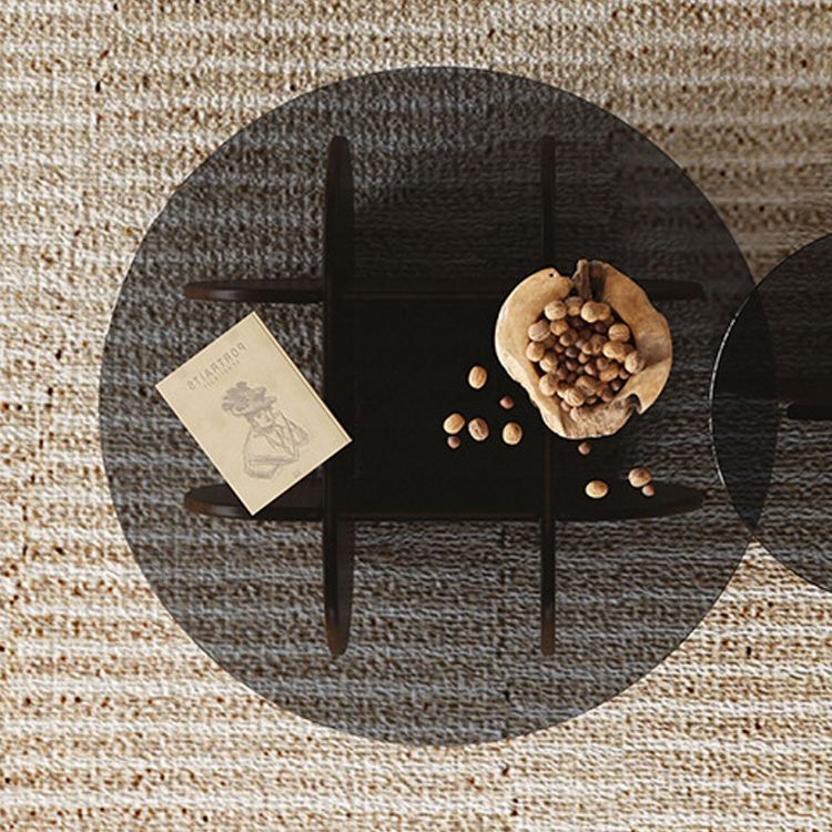 Tavolino contemporaneo in vetro astratto top rotondo del salotto