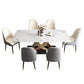 Fixed Contemporary Sintered Stone Kitchen Table Set with Pedestal Base Furniture for Home Clearhalo 'Dining Room Sets' 'Dining Tables & Seating' 'dining_room_set' 'furn' 'furn_dining_room_set' 'Furniture' 'furniture_dining_room_set' 'Kitchen & Dining Furniture' 'kitchen&dining_furn' 'kitchen' 1200x1200_a013c6e7-3b75-4615-b800-630b75035d8c