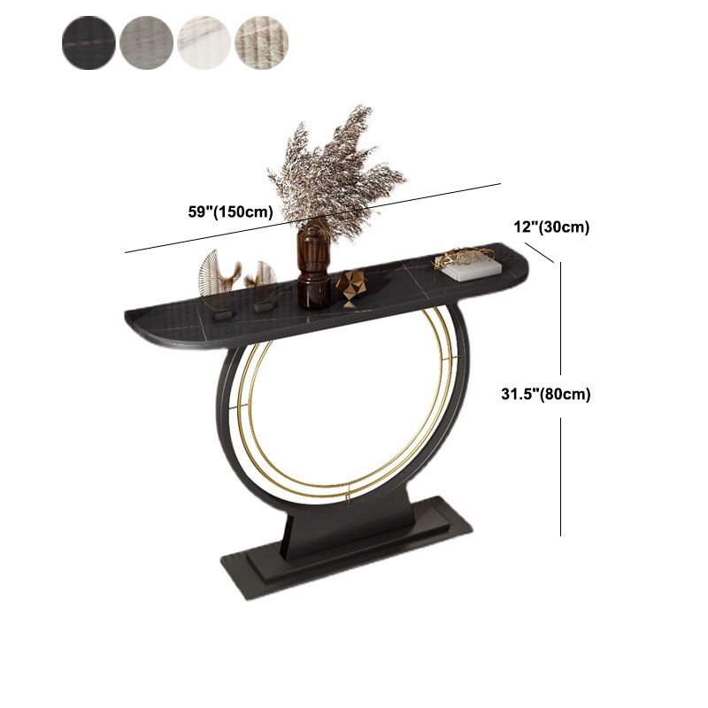 Zeitgenössischer Eisenkonsole Sofa Tischstein Halb Mondendtisch für Halle