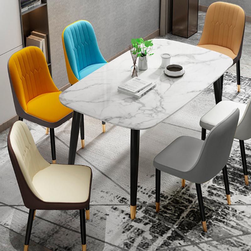 Glam kunstleer eetkamerstoel Parsons stoel met 4 poten in matte afwerking voor thuis