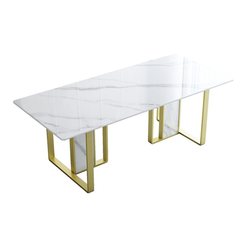 Juego de comedor de estilo glamoroso 1/5/7 PCS Juego de comidas con mesa de piedra rectangular
