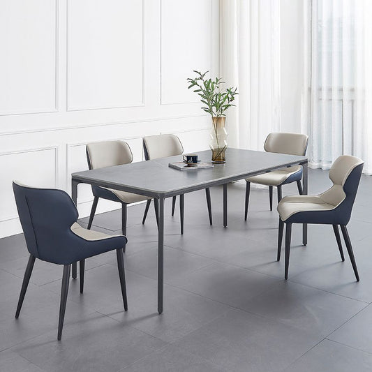 Rectangle Dining Table Sintered Stone Table Industrial Style with 4 Legs