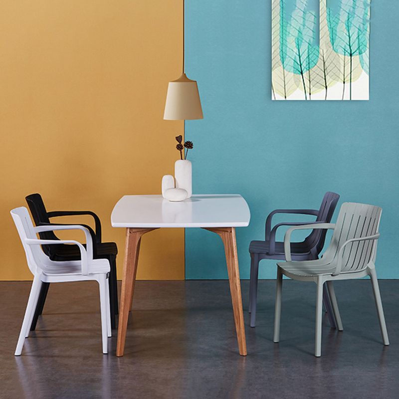 Contemporary Style Kitchen Dining Chairs Plastic Dining Stackable Arm Chairs Clearhalo ' kitchen&dining_furn' 'Dining Chairs' 'Dining Tables & Seating' 'dining_chair' 'furn' 'furn_dining_chair' 'Furniture' 'furniture_dining_chair' 'Kitchen & Dining Furniture' 'kitchen' 1200x1200_a016fd9a-4e1a-4879-9914-2ce299d2e2e4