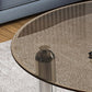 Table basse ronde en verre et acier, 3 pieds, 1 table basse simple