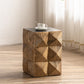 Rustic Solid Wood End Table Drum Square Shape Accent Side Table