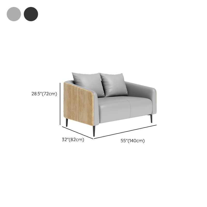 Stain Resistant Sofa Faux Leather Tuxedo Arm Sofa for Bonus Room