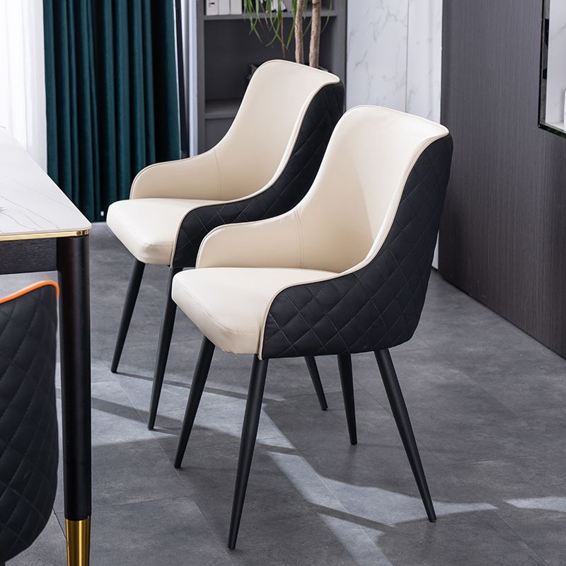 Contemporary Metal Dining Room Chairs Faux Leather Dining Chairs for Home Use Clearhalo ' kitchen&dining_furn' 'Dining Chairs' 'Dining Tables & Seating' 'dining_chair' 'furn' 'furn_dining_chair' 'Furniture' 'furniture_dining_chair' 'Kitchen & Dining Furniture' 'kitchen' 1200x1200_a01ca73a-1e33-4160-9fe9-46dda40ef333
