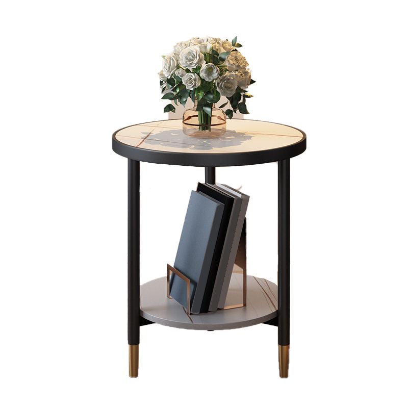 3 benen leisteen bijzettafel rondom minimalistische dubbele laag eindtafel