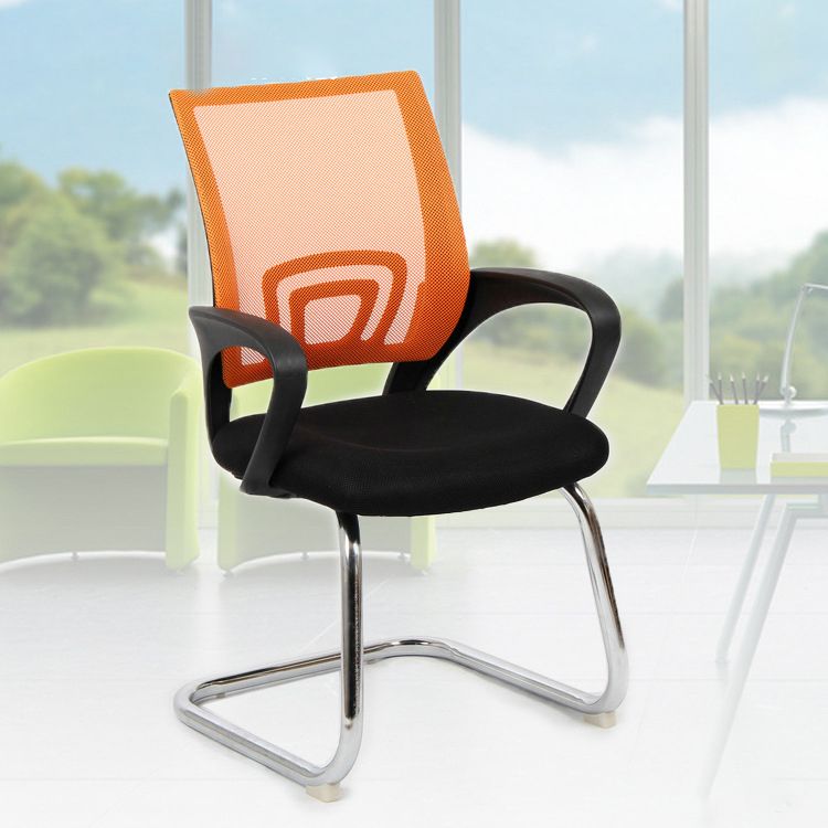 Sedia da scrivania contemporanea da 19 "sedia a braccia fissa nera.