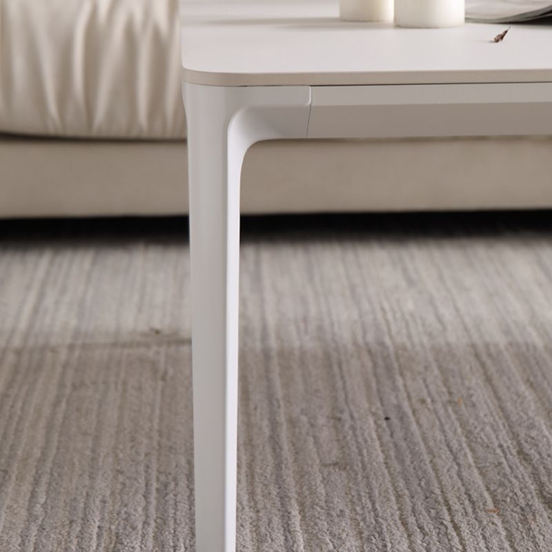 Mesa de centro Modernism Sate Top Mesa de cóctel rectangular de 4 patas en blanco