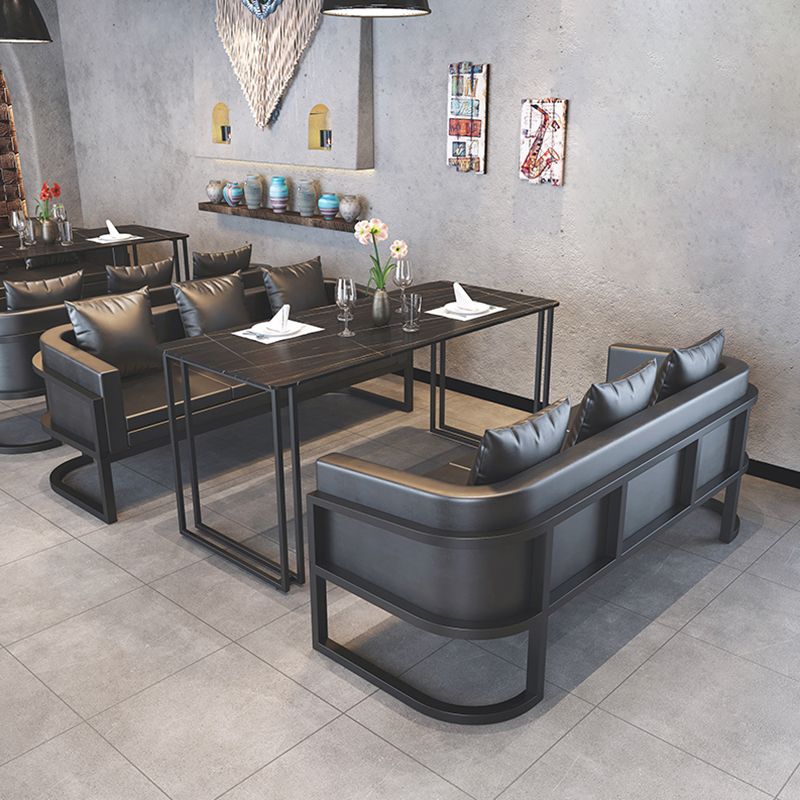 Industrial Sintered Stone Dinner Room Kitchen Table Black Sled Base Table for Dinning Room Clearhalo ' dining_table' 'Dining Tables & Seating' 'Dining Tables' 'furn' 'furn_dining_table' 'Furniture' 'furniture_dining_table' 'Kitchen & Dining Furniture' 'kitchen&dining_furn' 'kitchen' 'kitchen_dining_table' 1200x1200_a021df11-549e-4de1-a2ce-f5018ad7c10b