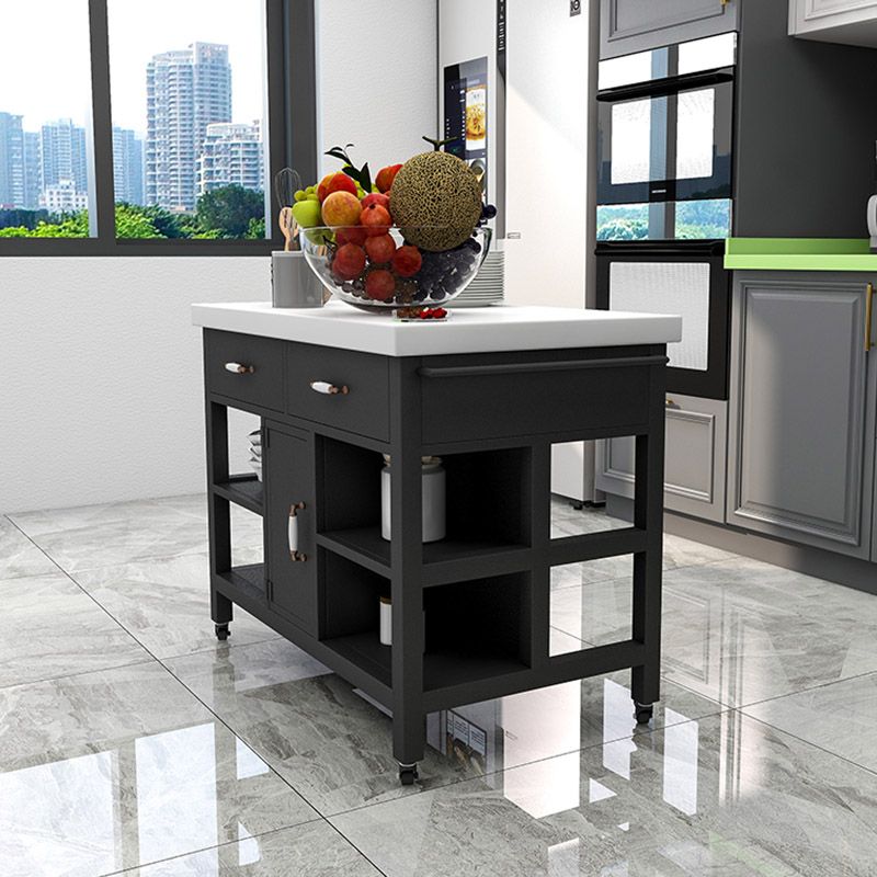 Rectangular Kitchen Trolley Modern Dining Room Prep Table with Drawer Clearhalo 'furn' 'furn_kitchen_islands_carts' 'Furniture' 'Kitchen & Dining Furniture' 'Kitchen Islands & Carts' 'kitchen_islands_carts' 1200x1200_a021dfc5-df68-4dd6-9efc-85d776cab983