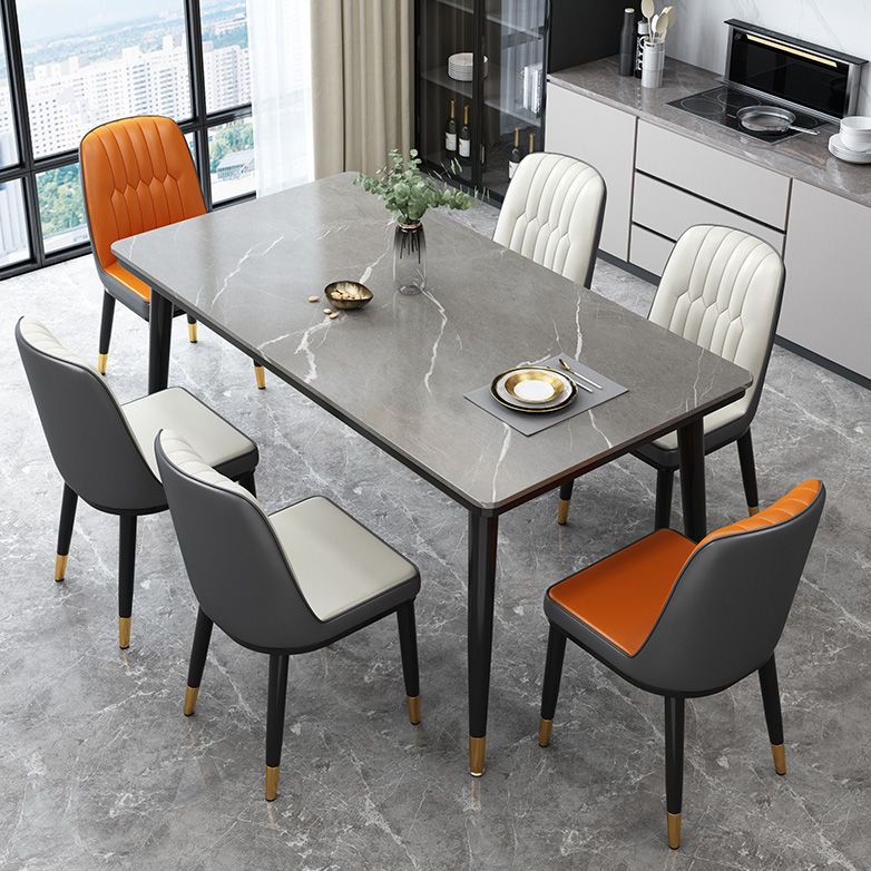 Industrial Kitchen Rectangle Shape Table Sintered Stone Top Dining Table with 4 Legs Base Clearhalo ' dining_table' 'Dining Tables & Seating' 'Dining Tables' 'furn' 'furn_dining_table' 'Furniture' 'furniture_dining_table' 'Kitchen & Dining Furniture' 'kitchen&dining_furn' 'kitchen' 'kitchen_dining_table' 1200x1200_a0249327-fd4d-466a-b92d-c33f8c3c4e3f