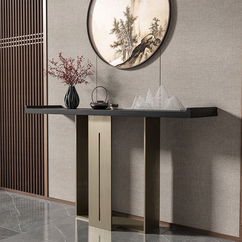 Rectangle Modern Console Table Brown/Black Wood Console Sofa Table Clearhalo 'Console Tables' 'console_tables' 'Entry & Mudroom Furniture' 'furn' 'furn_console_tables' 'Furniture' 1200x1200_a0259029-cba0-47b6-be2f-0267c4fd79e1