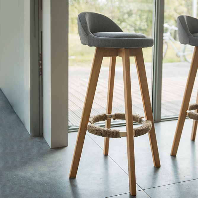 Modern Backrest Rotatable Counter Stool Wood Household Bar Wood with Cushion Clearhalo 'Bar Furniture' 'Bar Stools' 'bar_stools' 'furn' 'furn_bar_stools' 'furniture_bar_stools' 'Kitchen & Dining Furniture' 'kitchen&dining_furn' 'kitchen' 'kitchen_furn' Furniture' 1200x1200_a025b255-b82b-4f0b-905b-0f8b1339a3e5