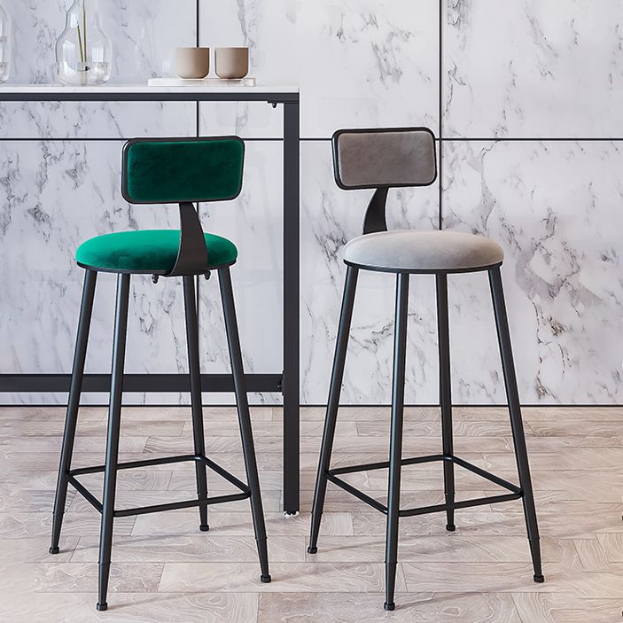 Modern Armless Backrest Counter Stool Iron Cafe Bar Stool with Velvet Cushion and Pedal Clearhalo 'Bar Furniture' 'Bar Stools' 'bar_stools' 'furn' 'furn_bar_stools' 'furniture_bar_stools' 'Kitchen & Dining Furniture' 'kitchen&dining_furn' 'kitchen' 'kitchen_furn' Furniture' 1200x1200_a0262f16-876b-49c8-be9f-0d8ffc2a1d50