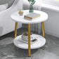 Modern Style Round/oval Wood-paneled 3/4 Leg Base with Storage Rack Coffee Table