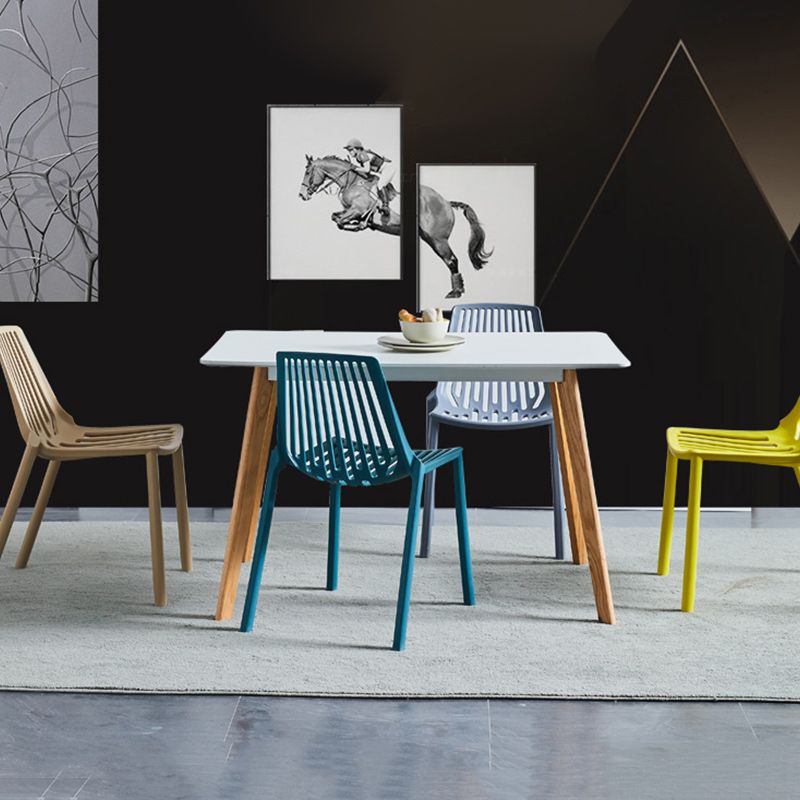 Glam Style Dining Room Chair Plastic Slat Back Chair for Indoor