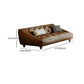 Mid-Century Modern Sloped Arm Sofa Tufted Genuine Leather Sofa in Brown