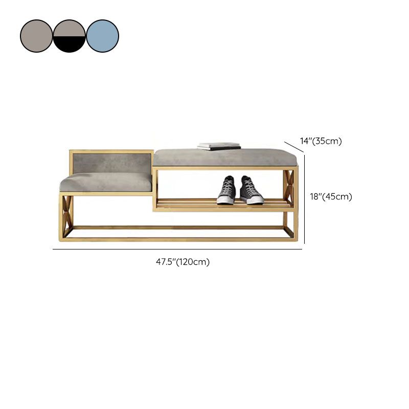 Panchina di ingresso moderna panca in metallo imbottito con deposito per scarpe, 14 "W
