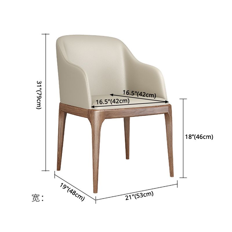 Modern Square Leather Dining Side Arm Chair with Wooden Legs for Kitchen Clearhalo ' kitchen&dining_furn' 'Dining Chairs' 'Dining Tables & Seating' 'dining_chair' 'furn' 'furn_dining_chair' 'Furniture' 'furniture_dining_chair' 'Kitchen & Dining Furniture' 'kitchen' 1200x1200_a02cb0cf-ccee-4cb1-ae5e-e9b5583c43c2