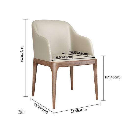 Modern Square Leather Dining Side Arm Chair with Wooden Legs for Kitchen Clearhalo ' kitchen&dining_furn' 'Dining Chairs' 'Dining Tables & Seating' 'dining_chair' 'furn' 'furn_dining_chair' 'Furniture' 'furniture_dining_chair' 'Kitchen & Dining Furniture' 'kitchen' 1200x1200_a02cb0cf-ccee-4cb1-ae5e-e9b5583c43c2