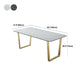 Glam Style Stone Top Table for Restaurant Rectangle Table with Gold Pedestal