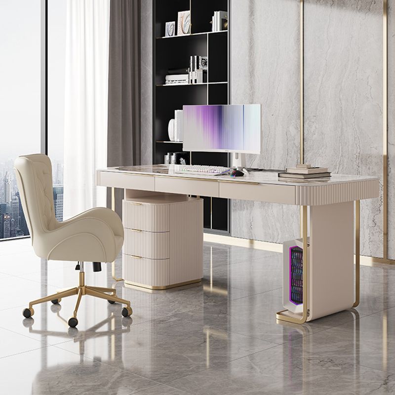 6 cassetti di scrittura di scrittura task desk a forma di rettangolare in bianco per l'ufficio