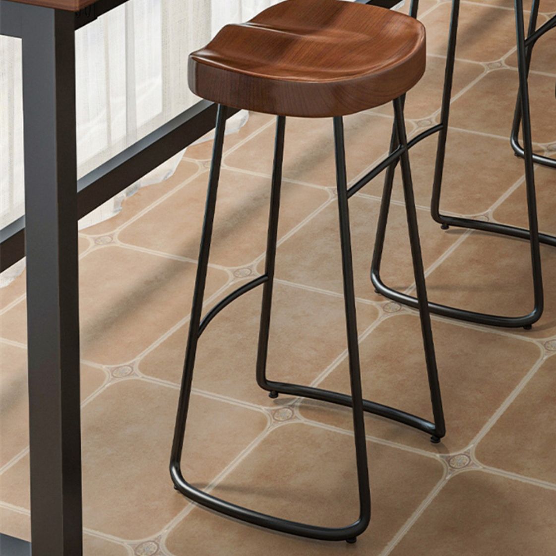 Modern Metal Frame Bar Table Set 1/5 Pcs Rectangle Bar Table and Backless Stools Clearhalo 'Bar Furniture' 'furn' 'furn_home_bar_bar_sets' 'Furniture' 'Home Bars & Bar Sets' 'home_bar_bar_sets' 'Kitchen & Dining Furniture' 1200x1200_a0318d58-5ee8-4270-95cd-aebafe98609c