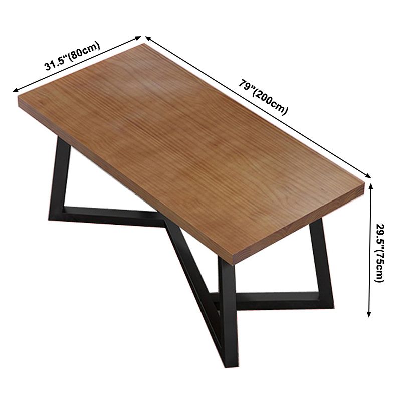 Rectangle Dining Table Simplicity Dinner Room Solid Wood Table with Metallic Base Clearhalo ' dining_table' 'Dining Tables & Seating' 'Dining Tables' 'furn' 'furn_dining_table' 'Furniture' 'furniture_dining_table' 'Kitchen & Dining Furniture' 'kitchen&dining_furn' 'kitchen' 'kitchen_dining_table' 1200x1200_a03365e4-8cf8-486e-bdda-d5ea05e53a88