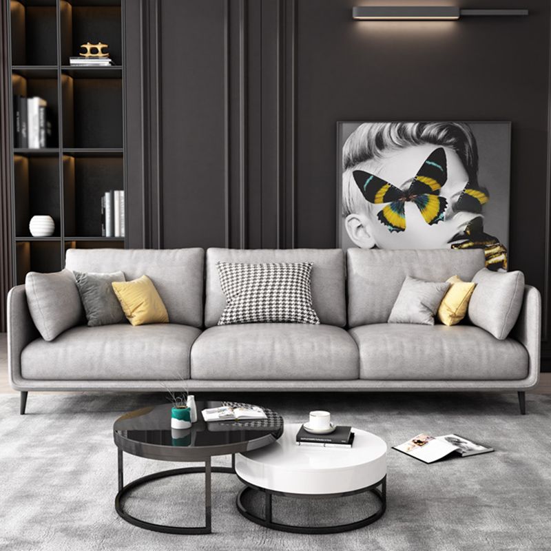 Light-grey Pillowed Back Cushions Contemporary Removable Cushions Sofa Clearhalo 'furn' 'furn_sectionals' 'Furniture' 'furniture_sectionals' 'kitchen' 'kitchen_sectionals' 'Living Room Furniture' 'Sectionals' 1200x1200_a0359b08-9b41-4b0a-b727-c76c92ac0e54