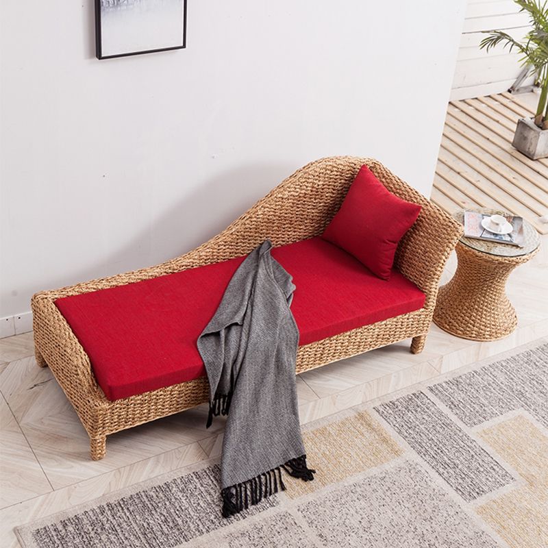 Sillón Chaise Lounge de ratán Chaise tapizado con un brazo