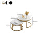 Ensemble de table basse gigogne avec plateau en marbre Glam, plateau rond et base en fer