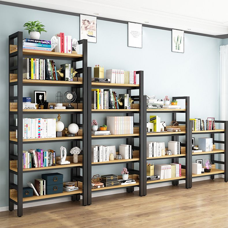 Modern Style Bookshelf Black Frame and Wood Bookcase for Office Clearhalo 'Bookcases' 'furn' 'furn_bookcases' 'Furniture' 'Office Furniture' 1200x1200_a037e52d-1fc6-487e-bdea-4f1dc35d17b9