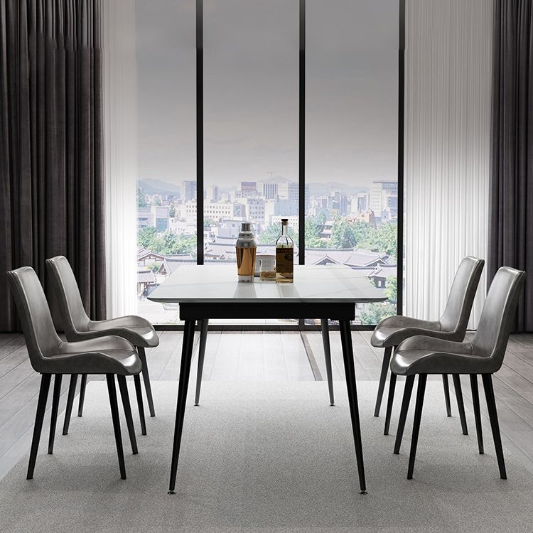 Sintered Stone Dining Table Set 1/5 Pcs Rectangle Dining Table with Armless Chairs