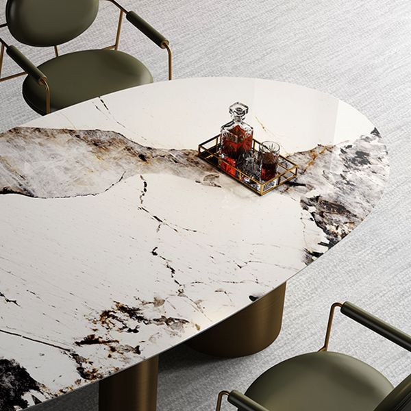 Metal Traditional Luxury Oval Dining Table Sintered Stone Table for Kitchen and Dining Room Clearhalo ' dining_table' 'Dining Tables & Seating' 'Dining Tables' 'furn' 'furn_dining_table' 'Furniture' 'furniture_dining_table' 'Kitchen & Dining Furniture' 'kitchen&dining_furn' 'kitchen' 'kitchen_dining_table' 1200x1200_a03c3452-0ffd-41c0-ac54-2490a9baa835