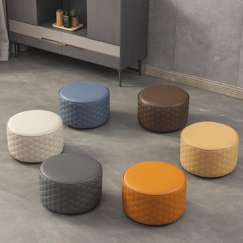 Stylish PU Ottoman Solid Color Water Resistant Round Footstool Ottoman Clearhalo 'furn' 'furn_ottomans_poufs' 'Furniture' 'Living Room Furniture' 'Ottomans & Poufs' 'ottomans_poufs' 1200x1200_a03cdcc9-2af6-4e6e-baed-2b4a41c21103