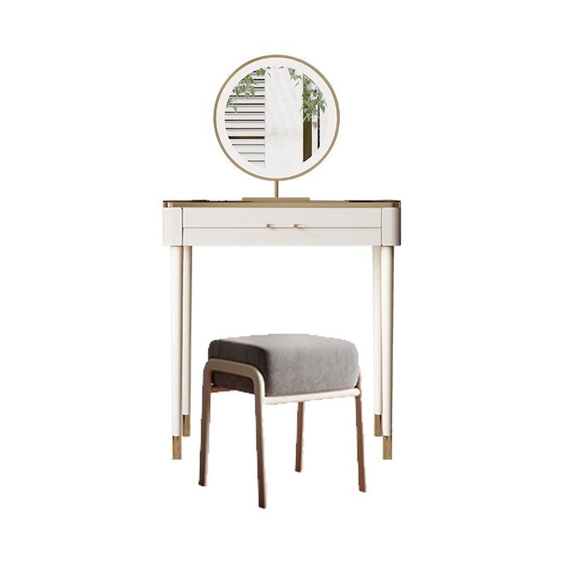 White Make-up Vanity Glass Top Makeup Vanity Desk Table with Drawer