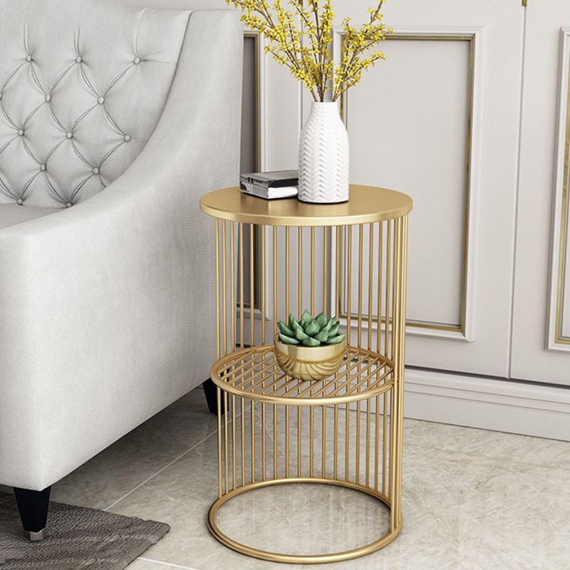 21.65" Tall Mid-century Side End Table Metal Frame Round Sofa Side Accent Table