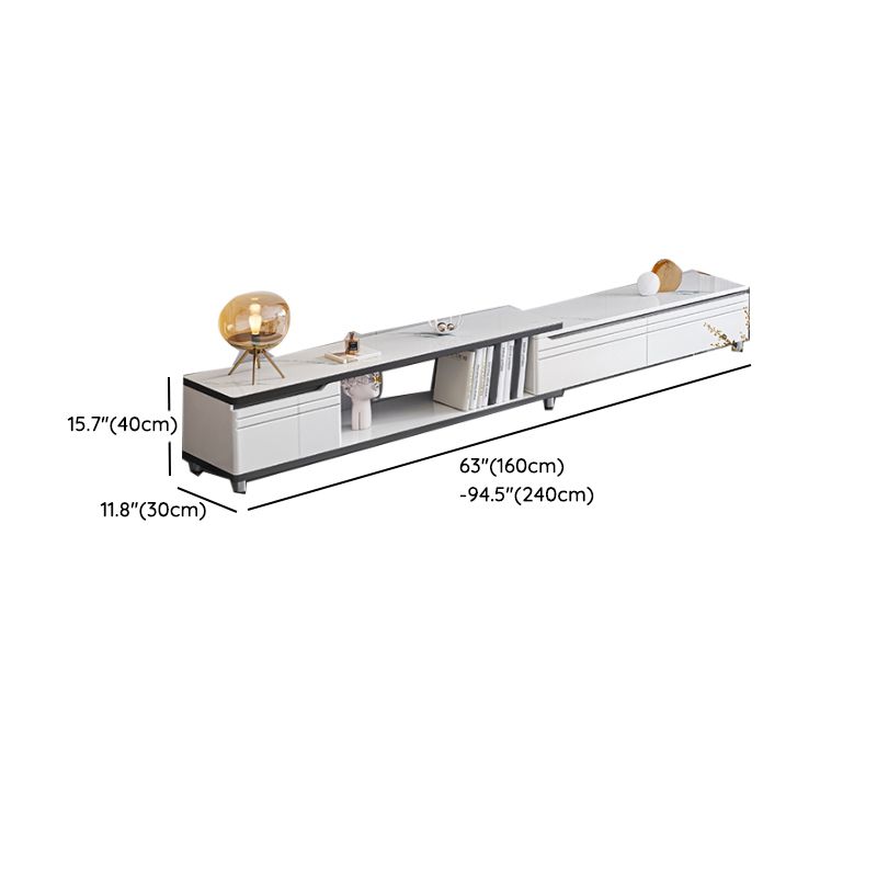モダンなテレビコンソールストーンメディアコンソール部屋用の引き出し付きオープンストレージコンソール