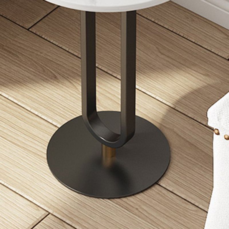 21.65" Tall Pedestal Side Table Modern Style Round Stone Top End Table